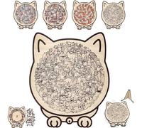 Cat Wooden Jigsaw Puzzle, 135 Pieces Colored Cats Puzzle, Framed by Adorable Cats Outline Puzzles, Gift for Cat Lovers, Home Decor, Christmas (D)