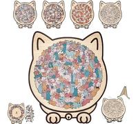 Cat Wooden Jigsaw Puzzle, 135 Pieces Colored Cats Puzzle, Framed by Adorable Cats Outline Puzzles, Gift for Cat Lovers, Home Decor, Christmas (C)