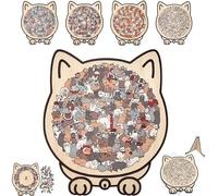 Cat Wooden Jigsaw Puzzle, 135 Pieces Colored Cats Puzzle, Framed by Adorable Cats Outline Puzzles, Gift for Cat Lovers, Home Decor, Christmas (A)