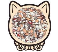 Cat Wooden Jigsaw Puzzle, With Decorative Cute Animal Shape Design, 21.7x23.7cm, Precision Cut Interactive Puzzle Toy Set, Educational Brain Teaser Game, For Kids Adults Family Birthday Home Decor Use