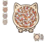 Cat Wooden Puzzle, 135-Piece Colored Cat Shaped Wooden Jigsaw Puzzle, Challenging Framed Jigsaw Puzzle for Couples And Cats Lovers (A)