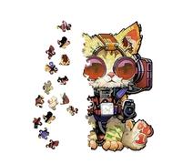 Cat Wooden Puzzles for Adults | Animal Shaped Jigsaw Game | Wood Puzzles Cat Wearing Headphones | for Adults Women Men Kitten Lovers Family Friend Home Decoration