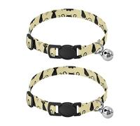 Cat Word Black Adjustable Buckle Cat Collars 2 Pack Lightweight Pet Collar for Cats and Dogs