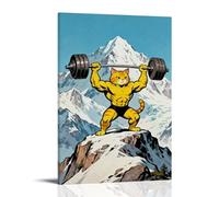 Cat Workout Bodybuilding Canvas Posters Funny Animal Weightlifting Gym Wall Art Fitness Sports Prints Painting For Home Exercise Room Living Room Bedroom Wall Decor 24x36inch(60x90cm)