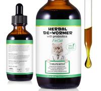 Cat Worming Drops with Probiotics, Herbal Cleanse for Cats, 100% Natural Support for Digestive & Immune Health, Easy to Absorb 60 ml