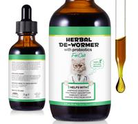 Cat Worming Drops with Probiotics, Herbal Cleanse for Cats, 100% Natural Support for Digestive & Immune Health, Easy to Absorb 60 ml