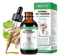 Cat Worming Treatment 60ml, Cat Wormer Drops with Probiotics, Natural Herbal Wormer for Cats, Dewormer for Cats Liquid,100% Natural Support for Digestive & Immune Health