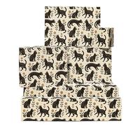 Cat Wrapping Paper - 6 Sheets Gift Wrap For Women Girls Cat Lovers - Birthday Christmas Wedding Anniversary - Black Kitty Playful Pets Beige Design - Comes With Tags by Central 23
