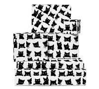Cat Wrapping Paper - Black Cat - Eco-friendly - 6 Sheets Christmas Wrap - For Cat Mum Fur Parent - Comes With Stickers - By Central 23
