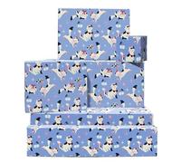 Cat Wrapping Paper Cowboy - 6 Sheets Of Purple Gift Wrap - Cat Cowboys - Aesthetic Wrapping Paper For Birthday Anniversary Hen Do - Comes With Stickers - Recyclable - By Central 23
