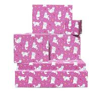 Cat Wrapping Paper - Funny Cat Themed Gifts - 6 Giftwrap Sheets - Pink Gift Wrap For Christmas Birthday Baptism Baby Shower - For Girls Boys Men Women Son Daughter - Includes Tags - Recyclable
