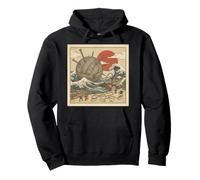Cat Yarn Tsunami Japanese Wave Knitting Fantasy Village Pullover Hoodie