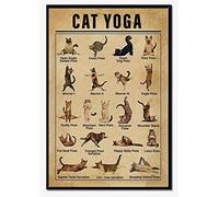 Cat Yoga Poses,12 * 8 Inches Vintage Funny Poster Wall Decor Art Gift Retro Picture Metal Sign