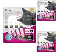 Cat Yoghurt Lickable Treats (75 Pack) Mixed Variety - Chicken, Salmon, Tuna & Shrimp - Creamy Cat Treats Made with Real Meat - 12g Each 4 Flavours