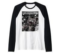 Cat Zombie Last Day of School Summer Break Funny Selfie Raglan Baseball Tee