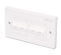 LINDY CAT5e Double Wall Plate with 4 x Angled RJ-45 Shuttered Socket Unshielded