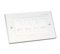 LINDY CAT5e Double Wall Plate with 4 x RJ-45 Shuttered Socket Unshielded
