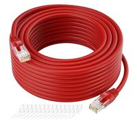 Cat5e Ethernet Cable 125 FT, Cat 5e Internet Cable, Red Snagless Patch Cord, Flexible, Network, LAN, PoE, Standard RJ45 Connector for PC, Server, Router, Modem, TV, PS5 - with 15 Cable Ties