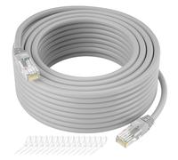 Cat5e Ethernet Cable 35 FT, Long Cat 5e Internet Cable, Grey Snagless Patch Cord, Flexible, Network, LAN, PoE, Standard RJ45 Connector for PC, Server, Router, Modem, TV, PS5 - with 15 Cable Ties