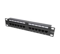 Cat6 10 Inch Patch Panel 12 Port Rack Mountable 1U Punch Down Black
