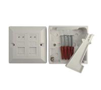 Cat6 Dual 2 Gang Outlet Faceplate and Backbox Combo with IDC tool and Fixings