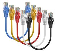 Cat6 Ethernet Cable 0.3m 5-Pack, 10Gbps Short Patch Lead for Router PC | 24AWG pure copper, UTP, gold-plated RJ45, snagless boots, multicolour 5-pack for router, PC, gaming, modem, switch