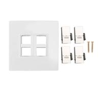 CAT6 Ethernet Faceplate, Ethernet Wall Plate 4 Port Female to Female Wall Socket for CAT5 CAT5E CAT6 CAT6A Network Cable