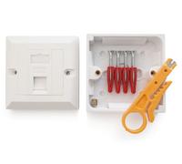 Cat6 Multigig Single 1 Port Ethernet Network Faceplate Outlet and Backbox | includes Upgraded IDC Tool, Fixings and Install Guide