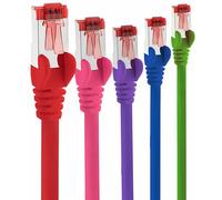 Cat6 network cable 5x 2m CAT6 - shielding SFTP - CAT.6 RJ45 patch cable Ethernet cable - red, magenta, violet, blue, green - 5 colors