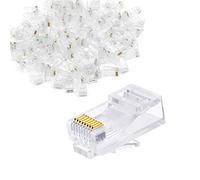 Cat6 RJ45 8P8C Ends Pass Through Connector Plugs Cat5 5e Cat6 6a Ethernet Cable Crimp Connectors Standard RJ45 Plug UTP Cable Solid Network Wire Transparent Head (20 of Pack)