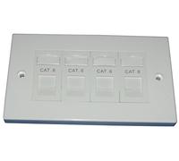 Cat6 UTP RJ45 Quad Face Plate (Double Gang 4 Socket FacePlate)