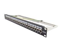Cat6A Shielded Patch Panel 24 Port RJ45 10 Gigabit 1U 19 Inch Rack Mountable Pre Loaded Modules with Earthing Wire for High Speed Network Installations