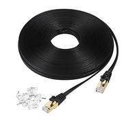 Cat7 Ethernet Cable 75 ft Shielded (STP), AULLOV High Speed Flat RJ45 Cat-7/Category 7 Internet LAN Computer Patch Cord Cable, Faster Than Cat5/Cat6-75 Feet Black (22.9 Meters)