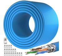 CAT7 Outdoor Ethernet Cable 120m, Weatherproof Direct Burial Cuttable Internet Cable, SFTP Triple Shielded Broadband Network Cable, 10Gbps 600MHz High Speed Gigabit LAN Cable, 20 Free RJ45 connectors