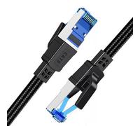 CAT8 Ethernet Cable 0.5M, High Speed 40Gbps 2000MHz, Braided Flat Design | Network Cable-Shielded S/FTP RJ45 LAN Patch Cord with Gold Plated Connector, Weatherproof for Gaming PC Router Modem Smart TV