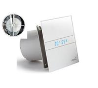 Cata E-120 GTH fan, with timer, moisture control, hydrosensor, LED display, check valve, ball bearing, frosted glass front, energy saving, eco, quiet, modern