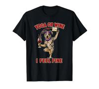 Catahoula Cur Yoga or Wine I Feel Fine - DIGOR Funny Value Graphic T-Shirt, Men, Black, S