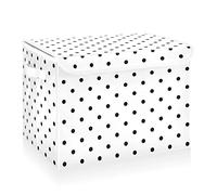 CaTaKu Large Fabric Storage Bins With Lids, White Polka Dot Storage Boxes With Handles for Organizing Clothes, Collapsible Storage Cube Bins Baskets for Shelves