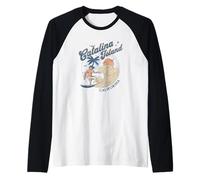 Catalina Island California Surf Retro Vintage Surfer Summer Raglan Baseball Tee