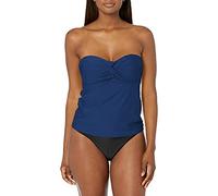 Catalina Women's Twist Front Bandeau Tankini Swimsuit Top, Navy, XL
