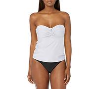 Catalina Women's Twist Front Bandeau Tankini Swimsuit Top, White, Medium