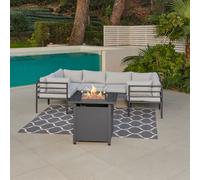 Catalon 6 Seater Dark Grey Aluminium Modular Garden Set, With Fire Pit Table Home Detail Grey One Size