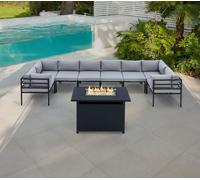 Catalon 8 Seater Dark Grey Aluminium Modular Garden Set, With Fire Pit Table Home Detail Grey One Size
