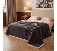 Catalonia Classy 203×152cm Waterproof Fleece Sherpa Blanket for Bed & Sofa, Cozy Protective Throw for Adults, Soft Lining Blanket for Camping, Boating, Couch Use