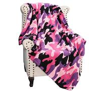 Catalonia Classy Camo Fleece Throw Blanket for Sofas, Lightweight Soft Warm Winter Couch Throw, Cozy Blanket Chair Single Bed, 150 x 130 cm Pink Camo