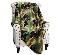 Catalonia Classy Camo Fleece Throw Blanket for Sofas, Lightweight Soft Warm Winter Couch Throw, Cozy Blanket Chair Single Bed, 150 x 130 cm Green Camo