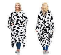 Catalonia Classy Cow Print Fleece Poncho Blanket Super Soft Warm Cosy Wearable Large Fleecy Blanket for Adult Women Men Fluffy Throw Indoors or Outdoors, 200 x 140 cm