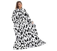 Catalonia Classy Cow Print Wearable Blanket with Sleeves, Cozy Gift for Women Wife Girlfriend, Warm Soft Fleece TV Blanket with Arms for Sofa Couch, Gift for Her, 185 x 130 cm
