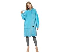 Catalonia Classy Fleece Blanket Hoodie, Oversized Wearable Blanket for Adult Women and Men Gifts, Super Soft and Warm Blanket Sweatshirt with Large Pocket, Blue