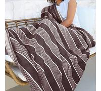 Catalonia Classy Fleece Throw Blanket for Sofas, Lightweight Soft Warm Winter Couch Throw, Cozy Blanket Chair Single Bed, 150 x 130 cm Brown Stripes